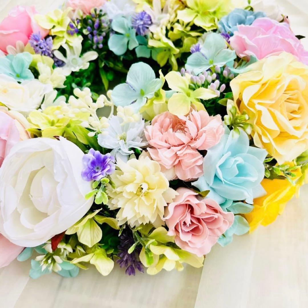春リース 春まち パステル ローズ イースター 春色 野花 イースター119