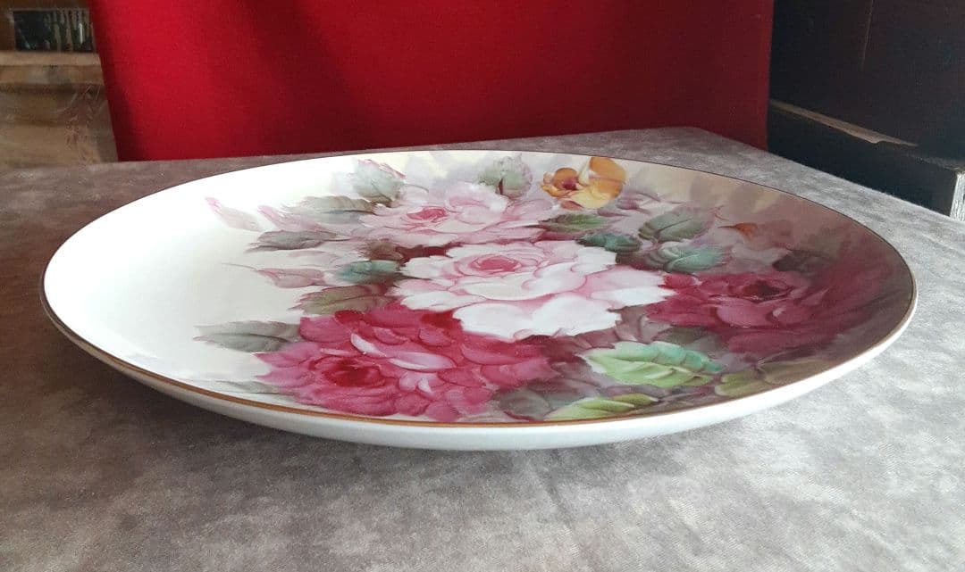絵皿　バラ　薔薇　大