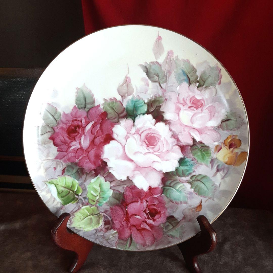 絵皿　バラ　薔薇　大