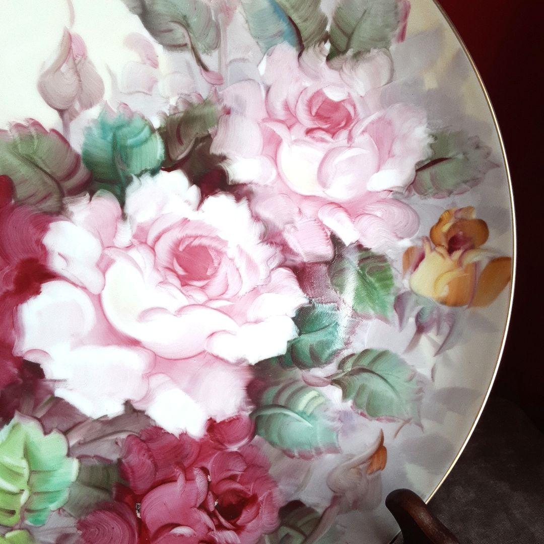 絵皿　バラ　薔薇　大