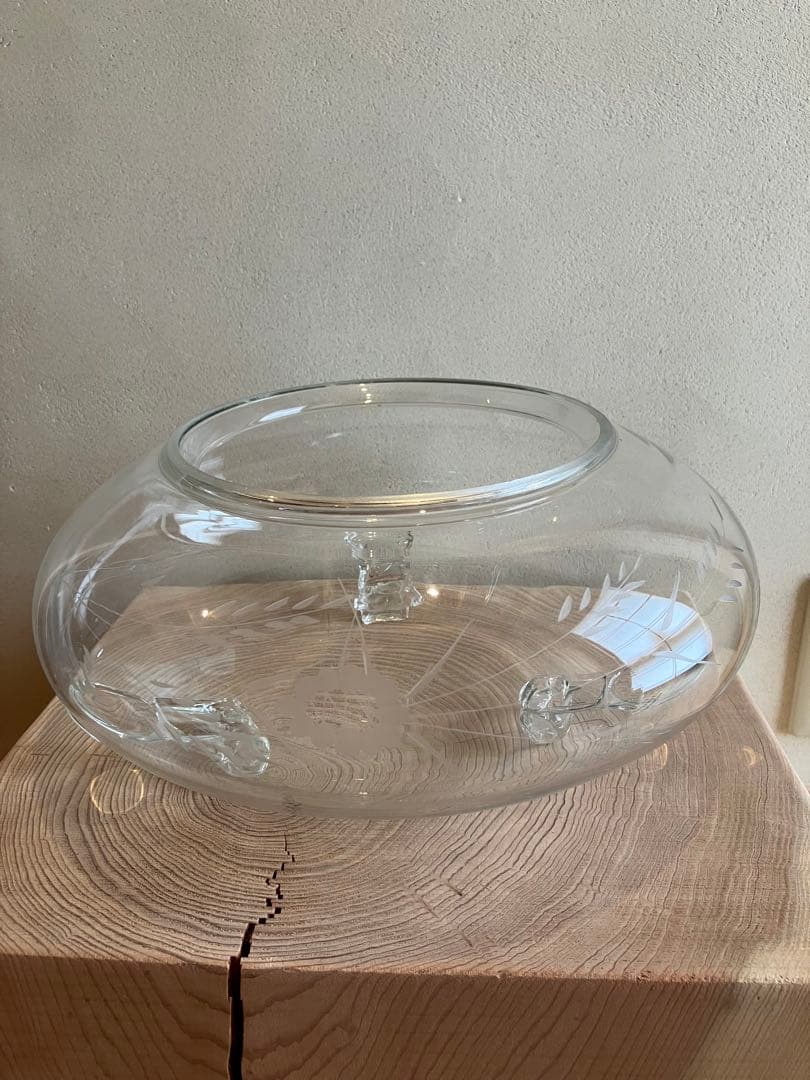 水鉢　金魚鉢　花器　足付きガラス鉢レトロ