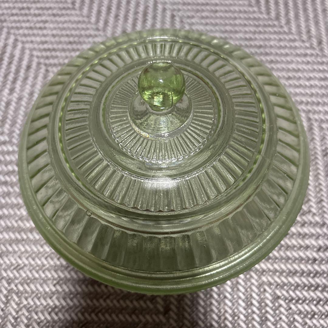 昭和レトロ　キャンディポット ガラスポット アンティーク ウランガラス ボウル