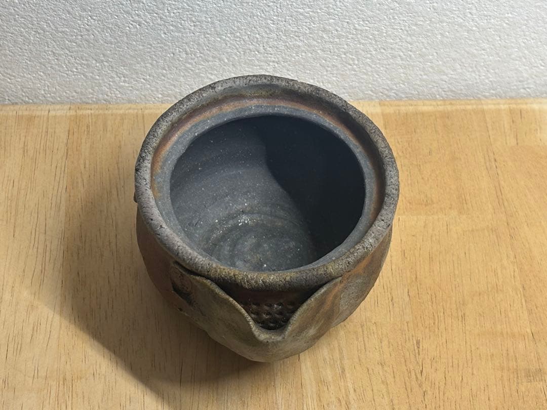 82.備前焼 宝瓶 登り窯 梅 うめ 手びねり 急須