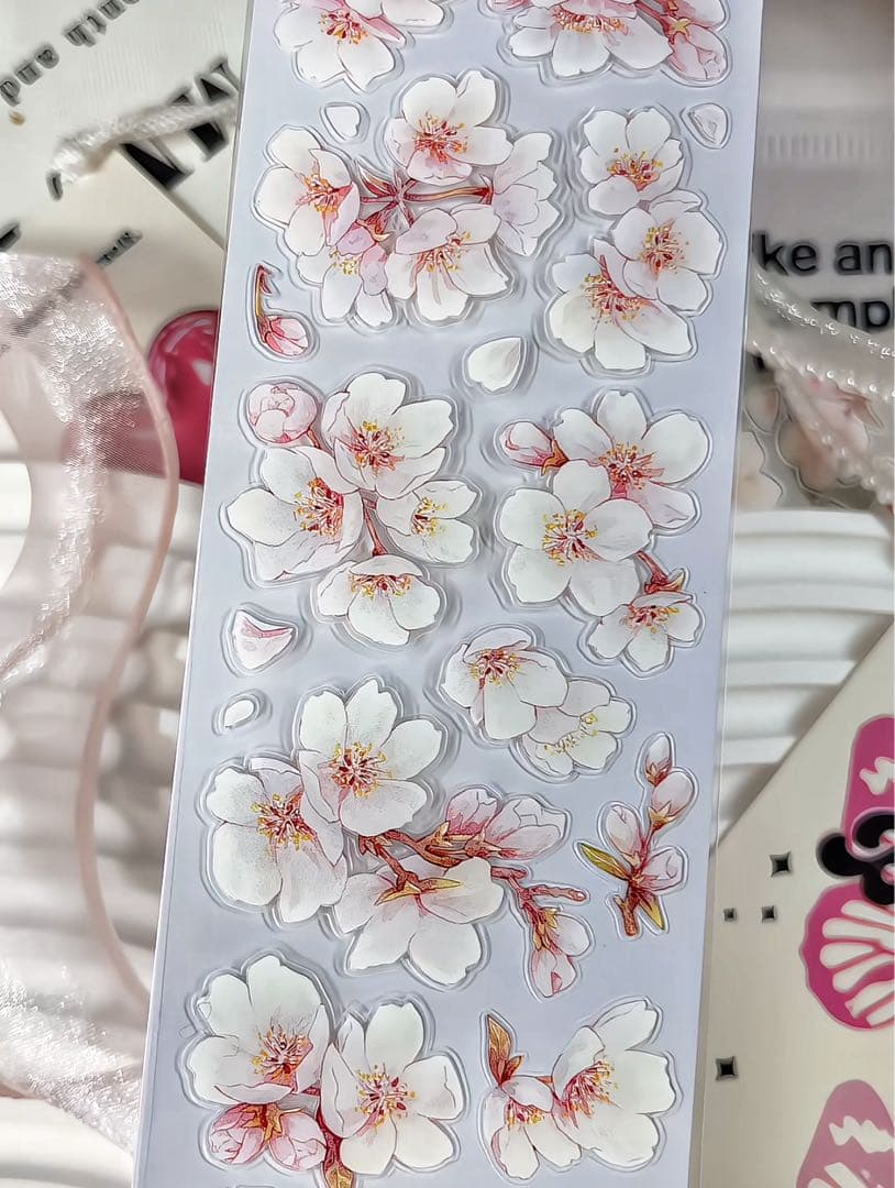 【9740】海外　5m巻　PETカッティングマスキングテープ　さくら　お花系