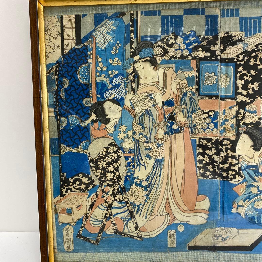 豊國　江戸期　美人画　版画　東さ8-0321①