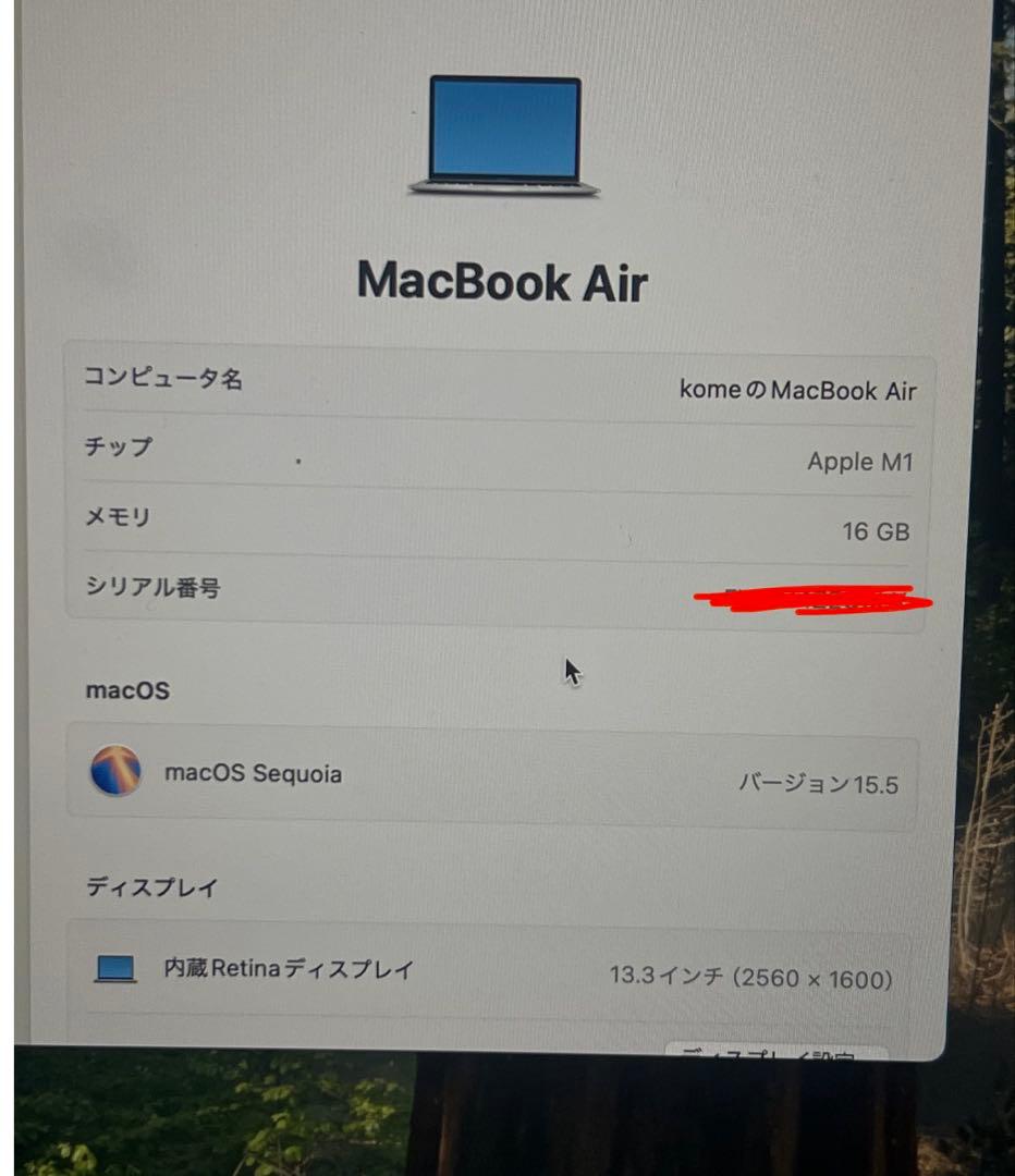 《美品》M1 MacBook Air 13インチ 16GB / 512GB
