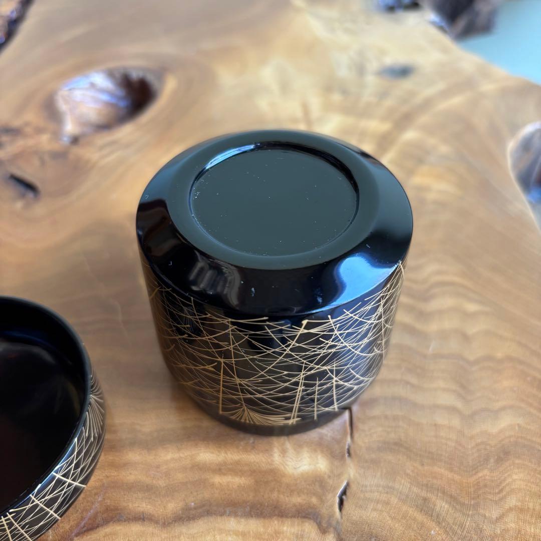 武蔵野蒔絵 「雪吹棗」中出松峰作 共箱 茶道具 （4）