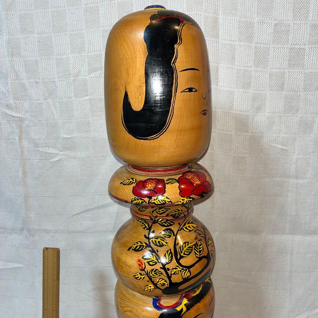 ⭕️木地山重ね観音こけし　小椋久太郎　昭和62年自作　超レア　65cm 伝統こけし