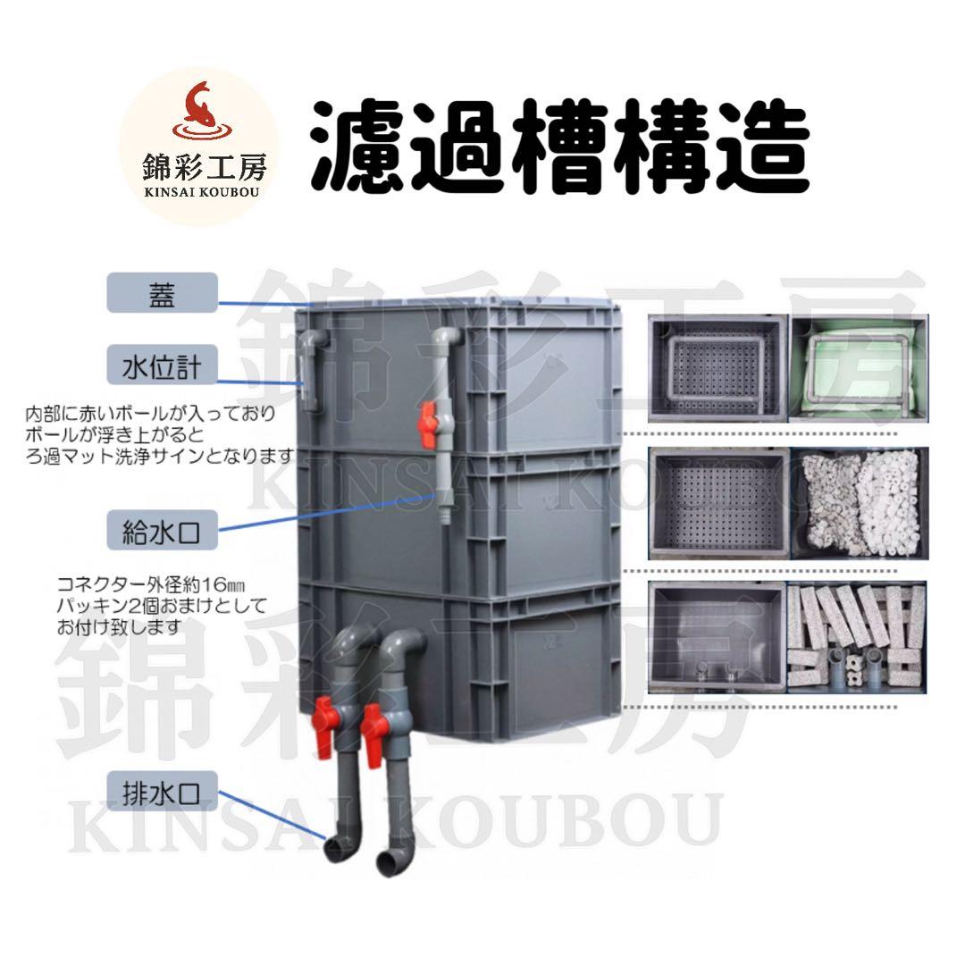 25W水中ポンプ付き水槽用万能ろ過フィルター 外部式飼育濾過装置器オーバーフロー