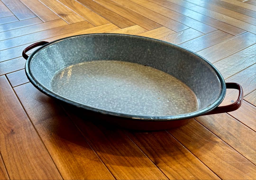 とし　ショコラカラーのホーロー 大きなパエリアパン 全長43cm