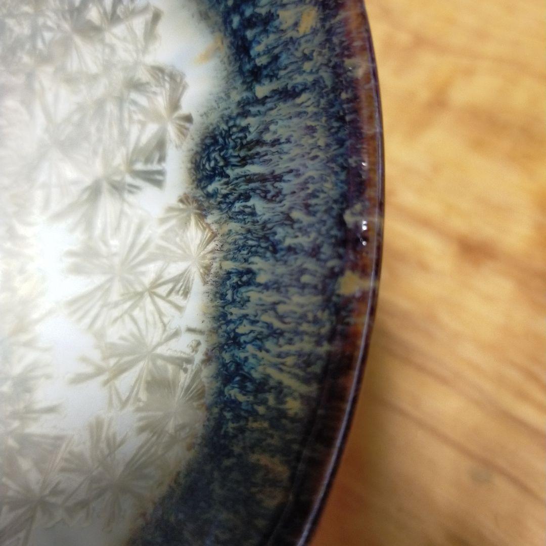 【新品・未使用!!】作家物　一点物　水色と白色の花模様抹茶碗