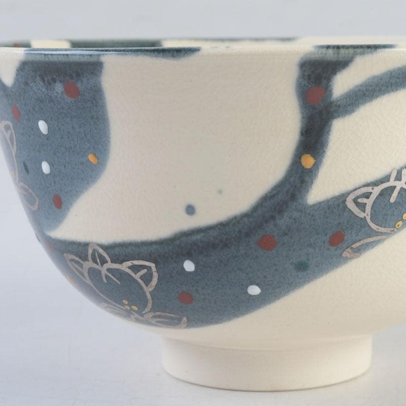 茶道具　嘉祥窯　森岡全悦作　流釉錦　茶碗　銘橘の絵　極め箱　V　9590