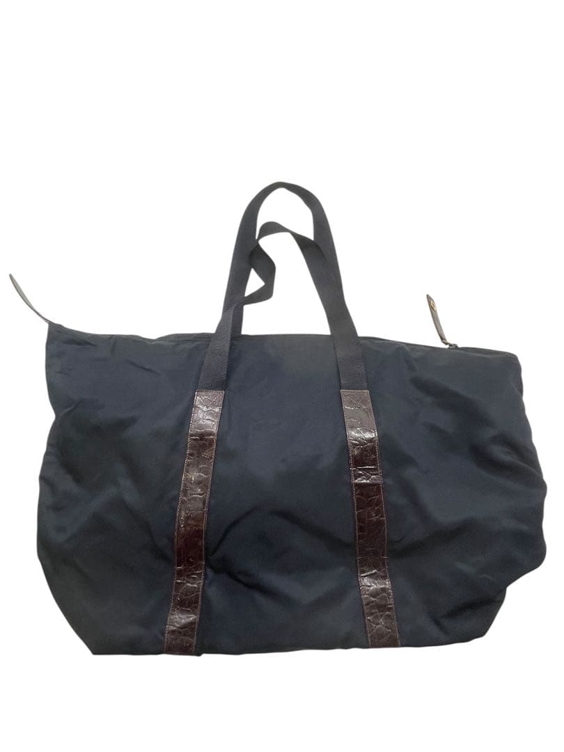 中古PRADAプラダ大型ボストンバッグ型押黒