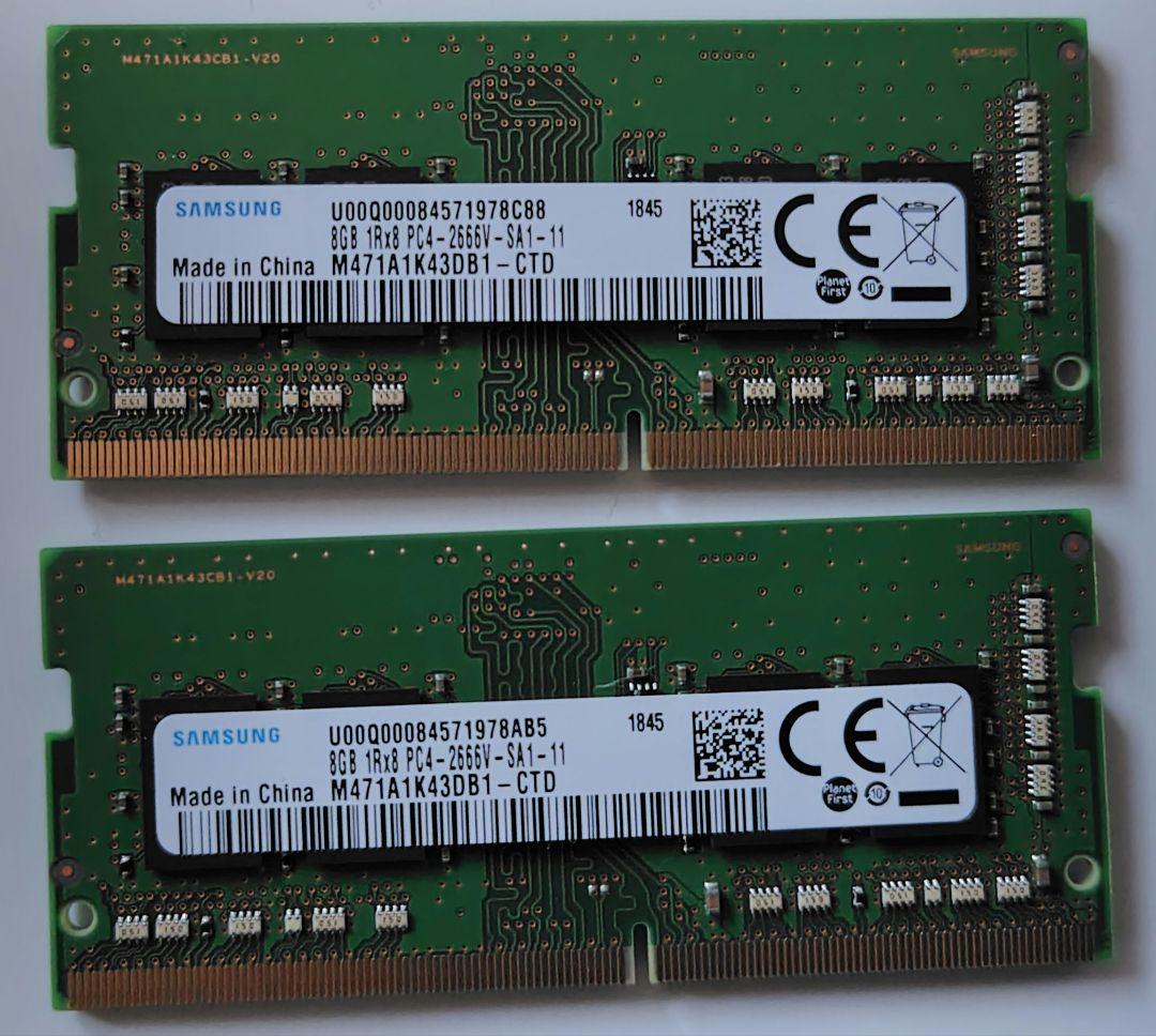 Samsung DDR4 2666V 8GB✕2枚 メモリー
