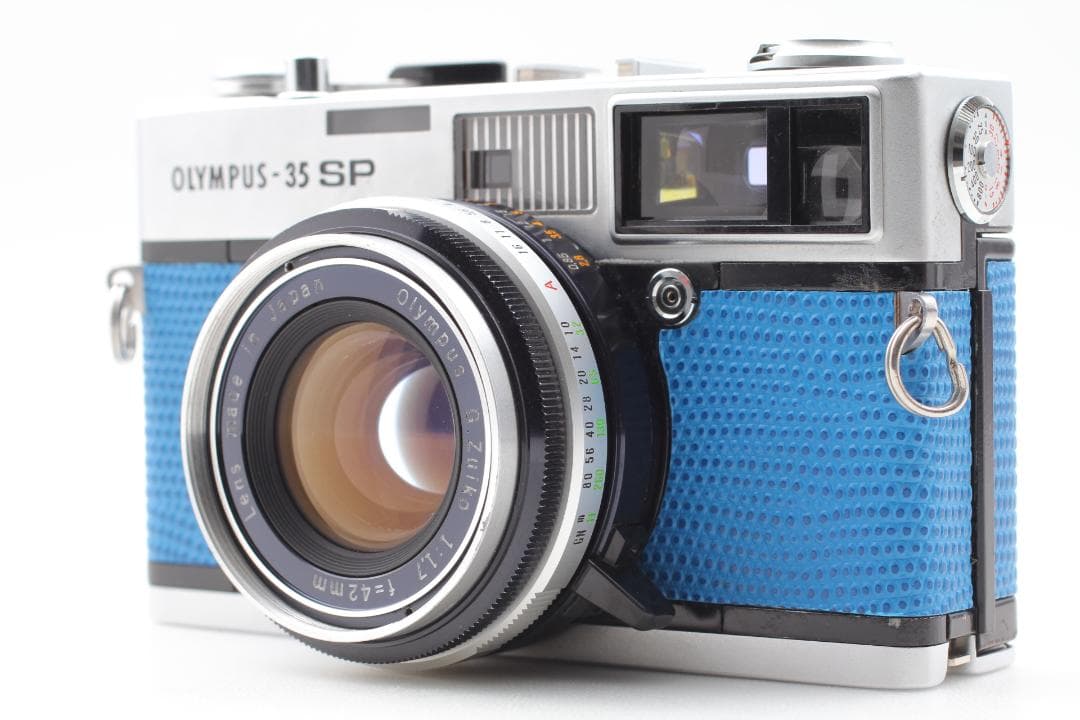【整備済　美品】ブルー オリンパス 35 SP 露出計OK #1384