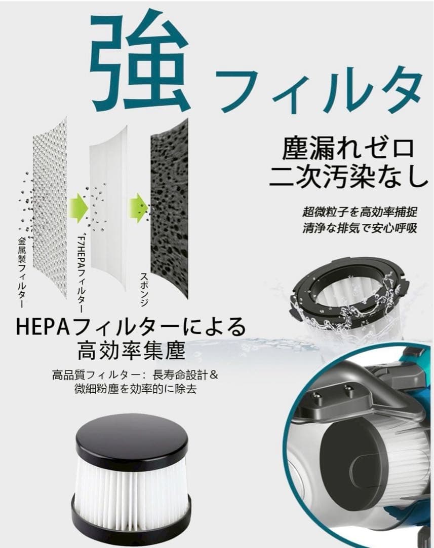 新品⭐️マキタ18V対応 コードレス掃除機 本体のみ 16000Pa 強力吸引
