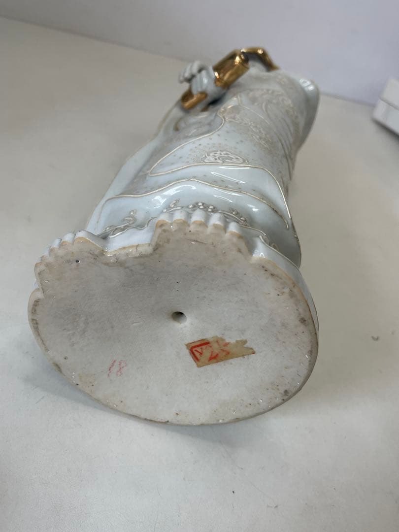 観音像 陶器置物 金彩 観音菩薩 仏像 高さ約 36cm