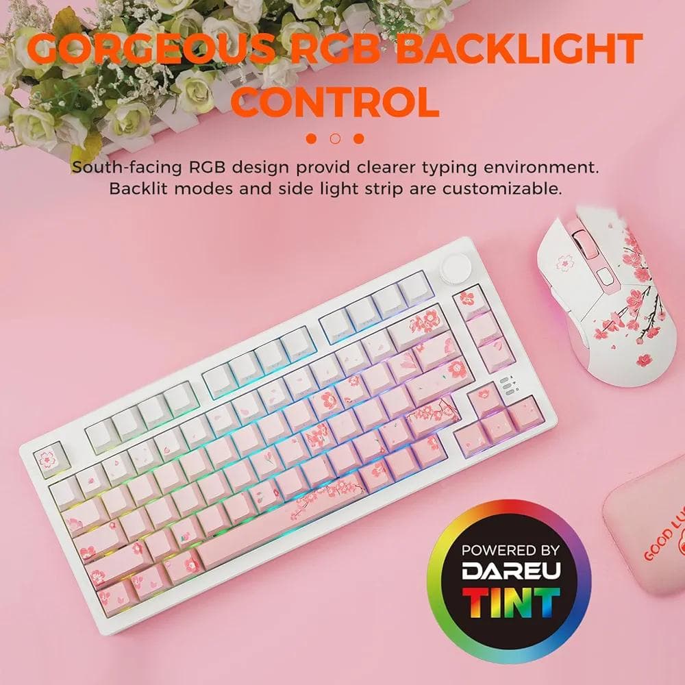 DAREU EK75PRO メカニカルキーボード 無線 桜/ピンク 技適認証取得