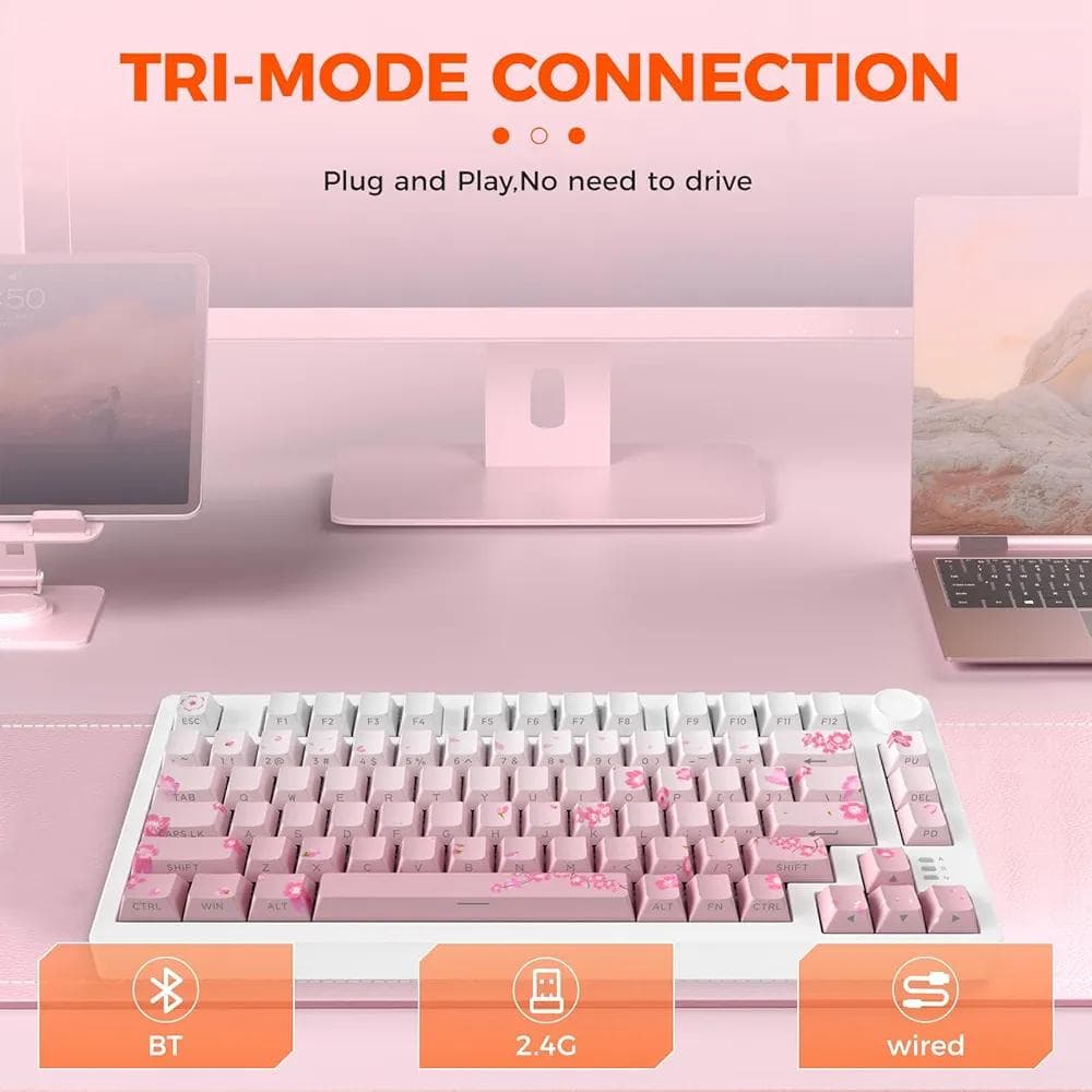 DAREU EK75PRO メカニカルキーボード 無線 桜/ピンク 技適認証取得