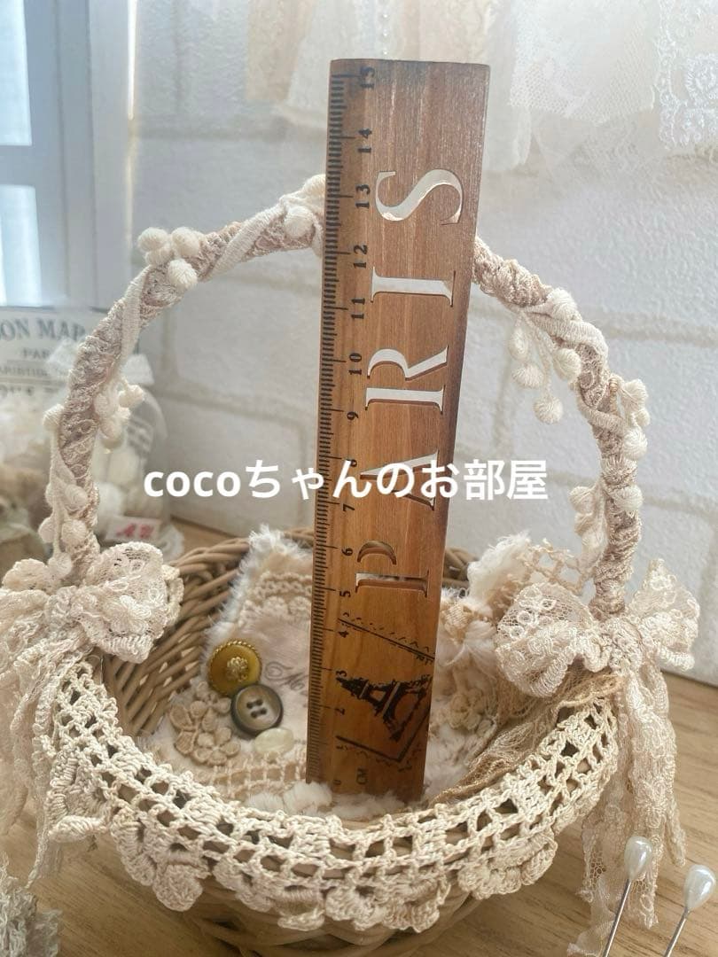 限定☆アンティーク風❁⃘*レースバスケット ソーイング飾り♡アンティークメンスリー