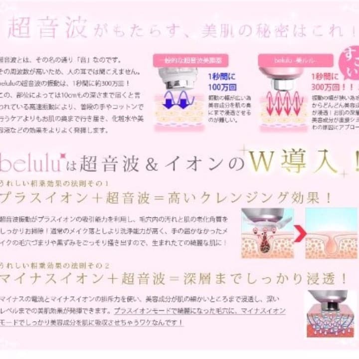 【即購入歓迎】超音波&イオン＆LED美顔器belulu【美ルル】メタルシルバー