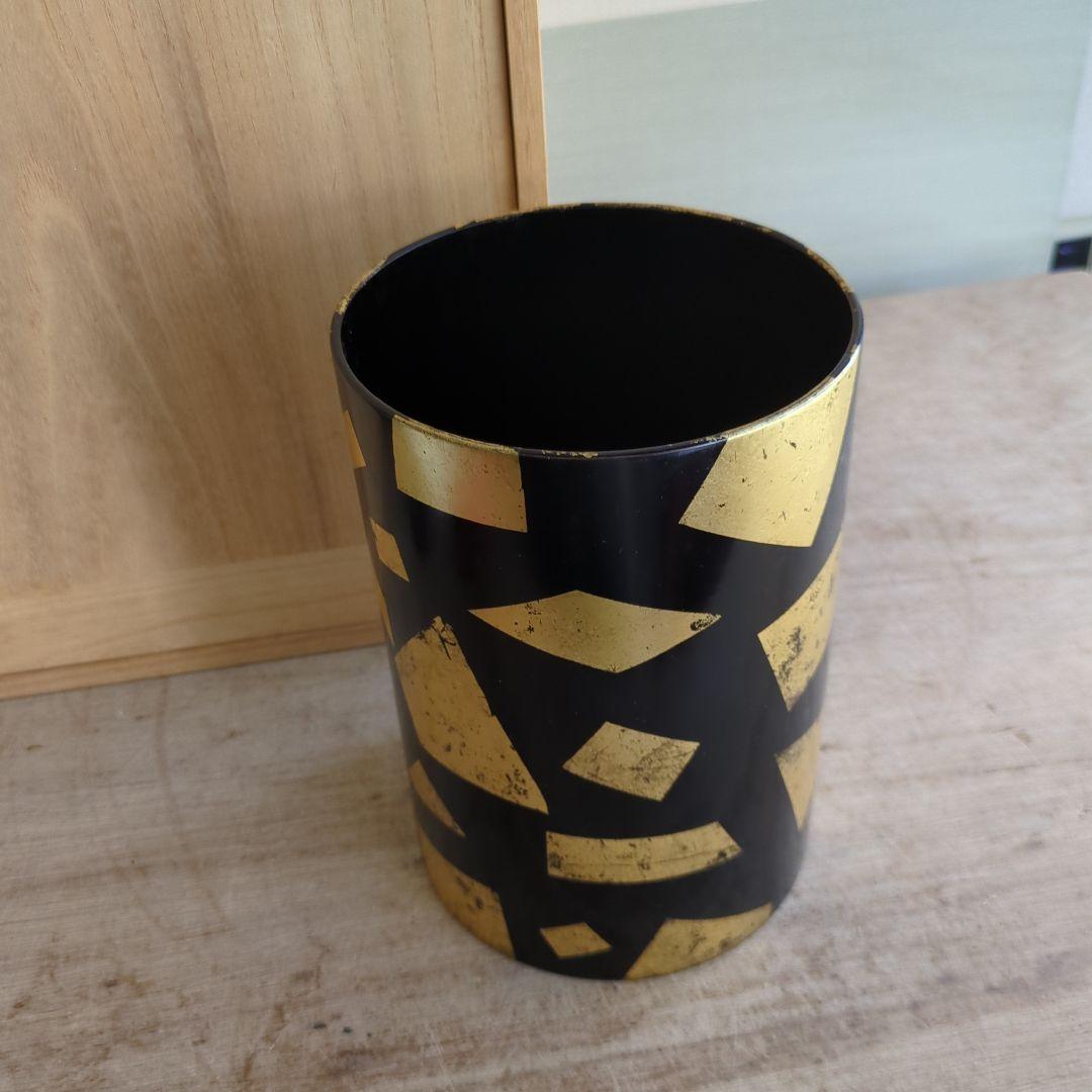 玄々斎好写 葉蓋 水指 裏千家 茶道具 茶道 お点前 木製 漆器 金彩