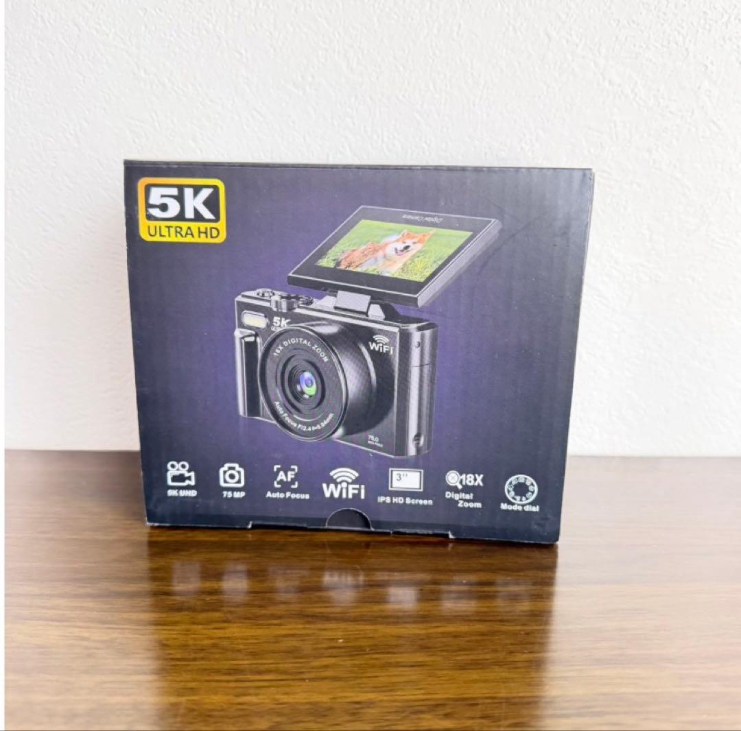 デジカメ 7500万画素 5K録画 デジタルカメラ スマホに送れるWi-Fi機能