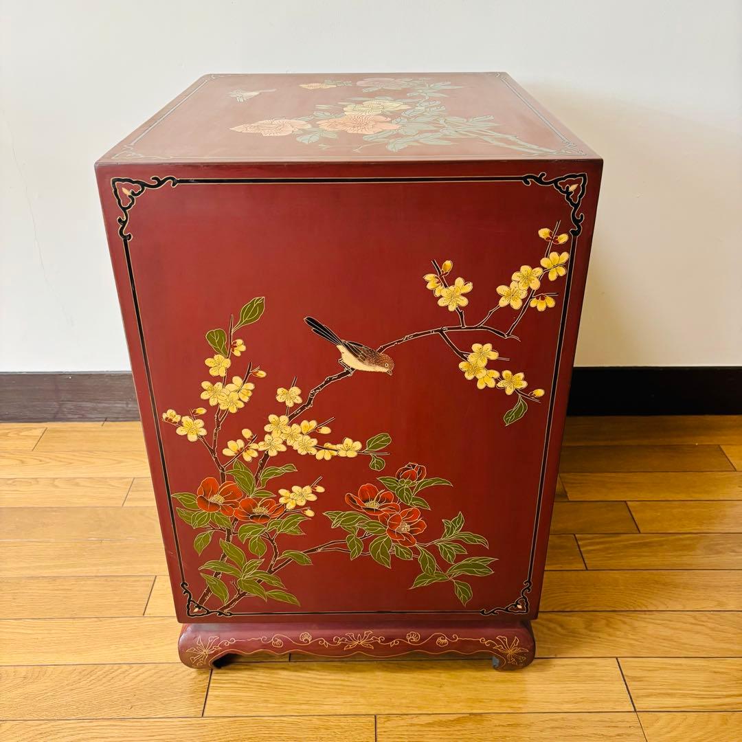 【希少品】中国美術　中国家具　最高級　箪笥　花柄　小鳥　花鳥画 送料込み
