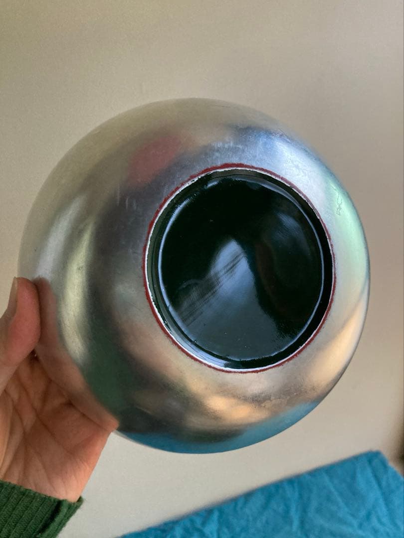 古道具　銀塗菓子盆　漆器