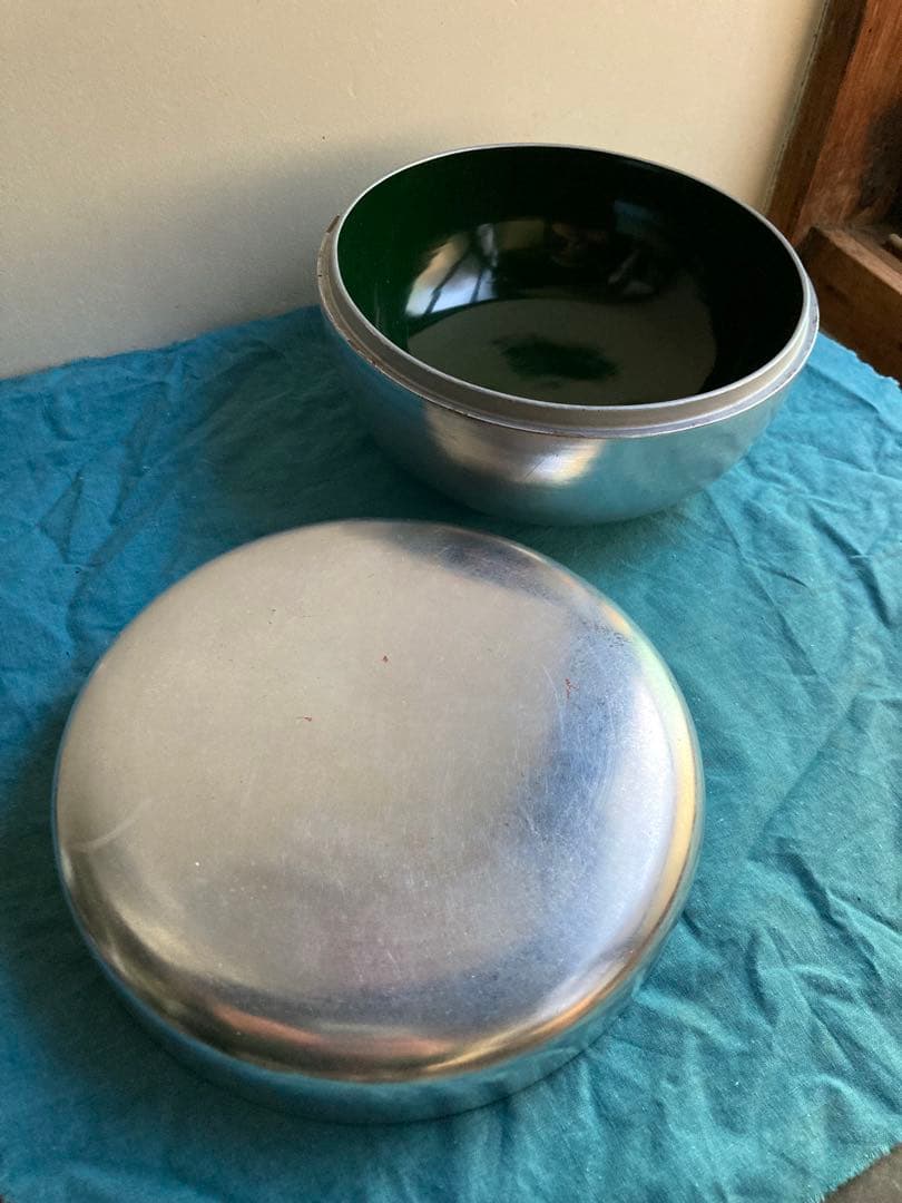 古道具　銀塗菓子盆　漆器
