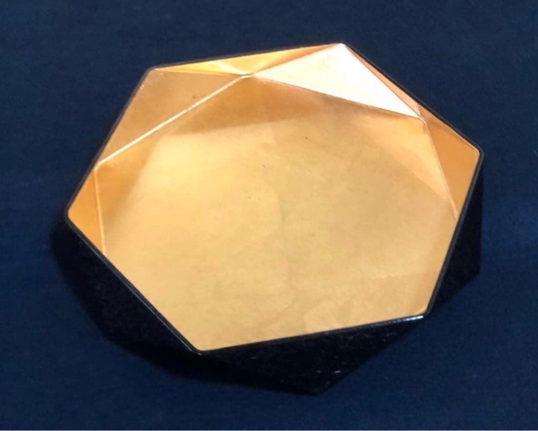 《R》黒塗内金箔 亀甲盆 塗師 川瀬表完作 共箱 251111う6割引❗️