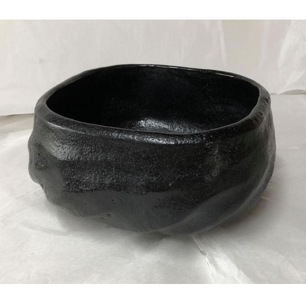 e2594 黒 菓子鉢 平安 楽入 共箱 黒楽 鉢 吉村楽入 茶道具