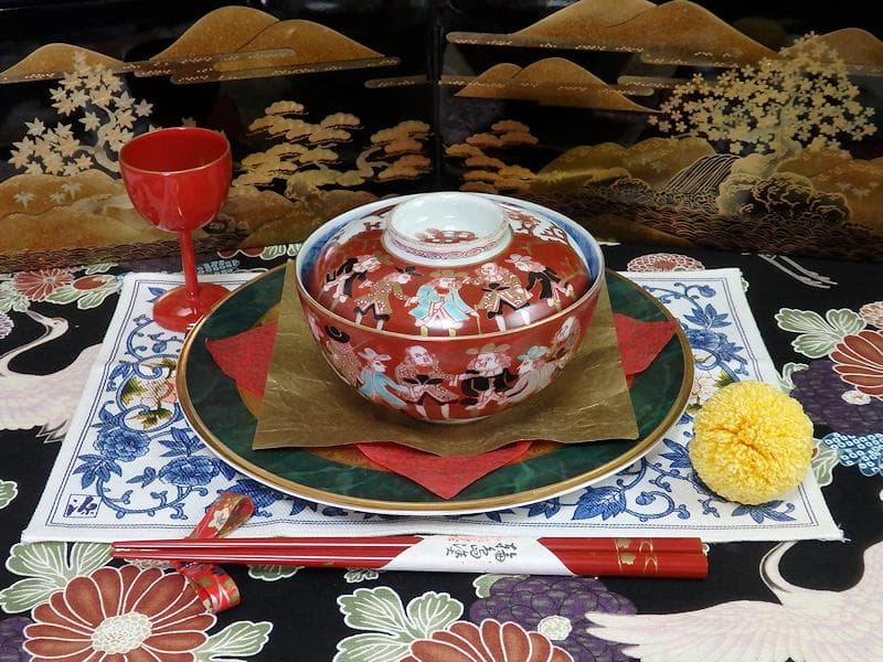 大聖寺伊万里　五艘船に南蛮人の図　大振蓋茶碗　６客　E678AS-CLm