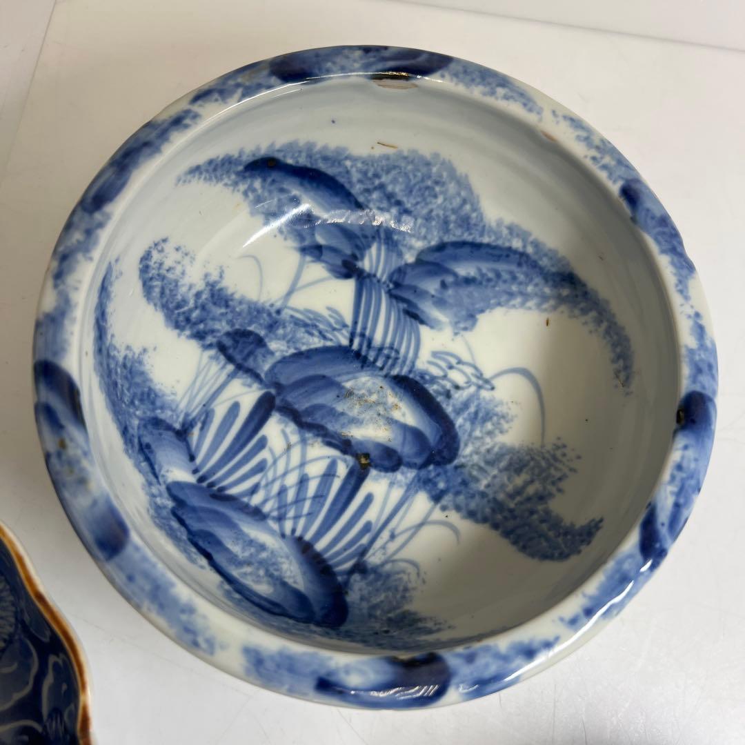 古伊万里　染付鉢色々5客　幅約11/15.5/16㎝　東Y8-0402①