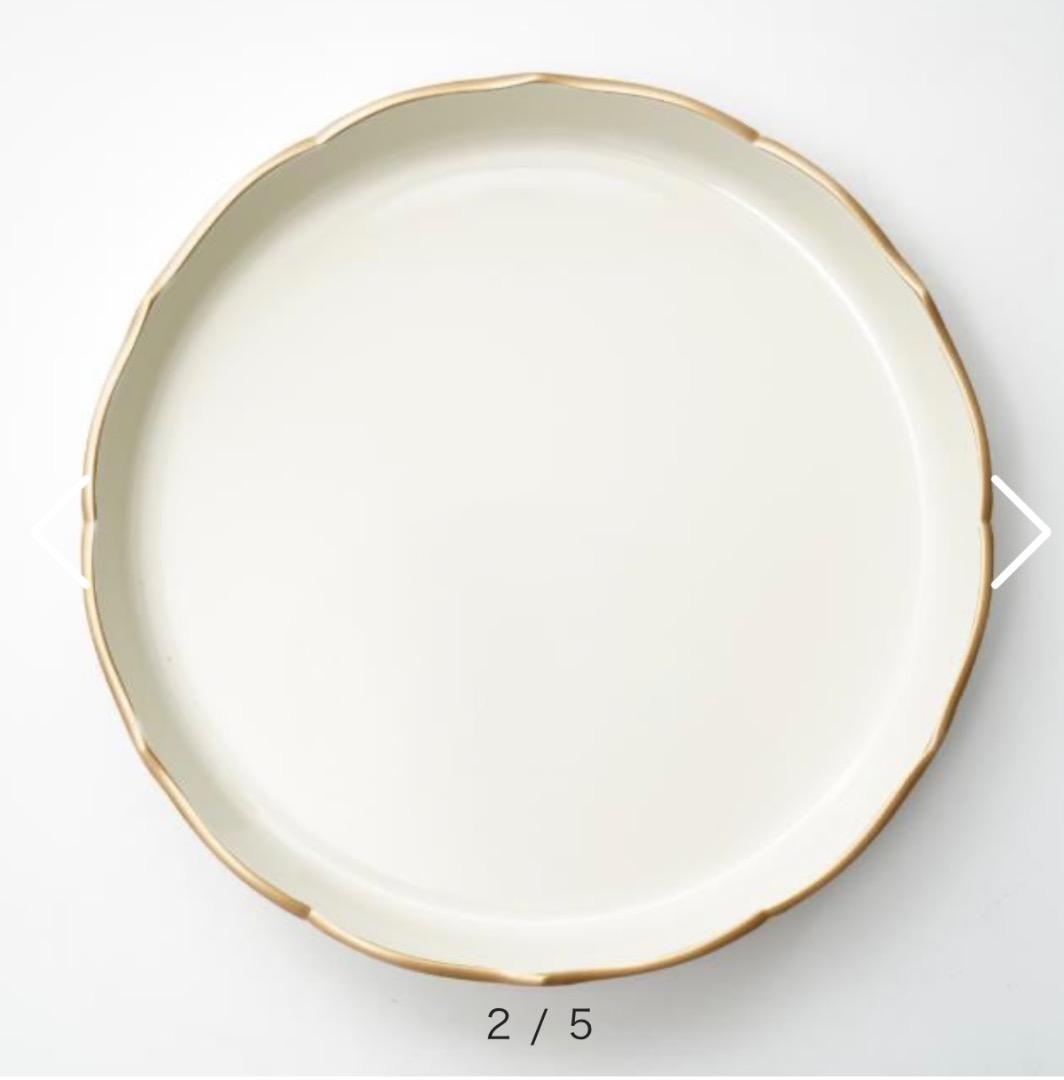 【新品】輪花皿 柿朱縁金／白縁金　4枚セット　 FOURGRACEオリジナル