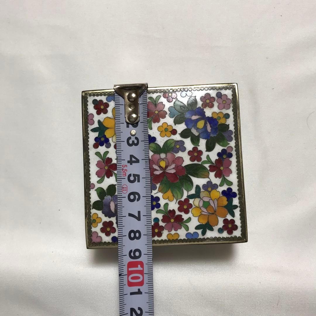 七宝焼　白花詰　宝石箱　小物入れ　煙草入れ　灰皿