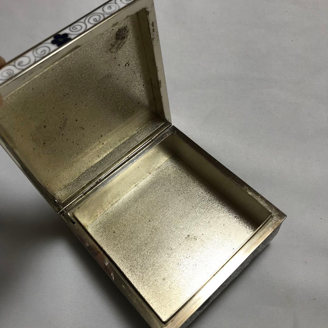 七宝焼　白花詰　宝石箱　小物入れ　煙草入れ　灰皿
