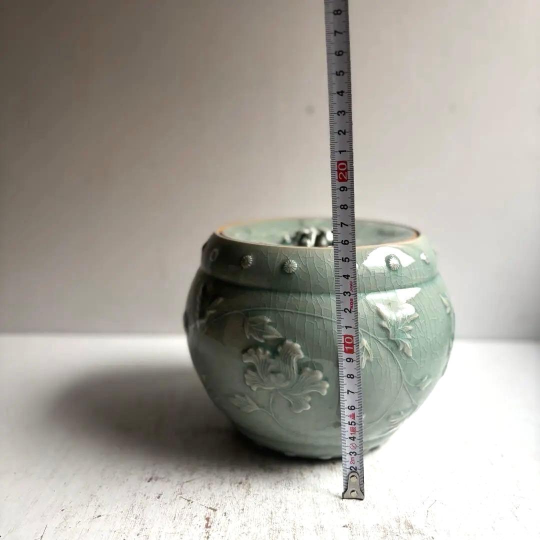 913 湖巖美術館所藏 東國窯 赫山方澈柱作 草蔓文高麗青磁水指 茶道具 高島屋