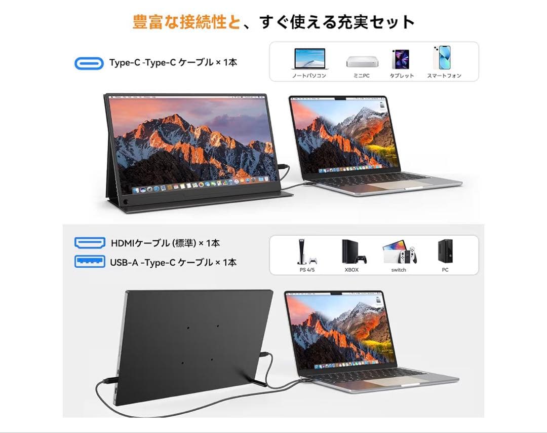 EVICIV15.6インチモバイルモニター スタンド付FHD IPS 軽量 薄型