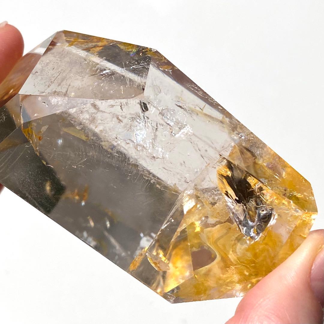 【 ネパール産 虹入り ヒマラヤ 水晶 ゴールデンヒーラー フリーカット 】