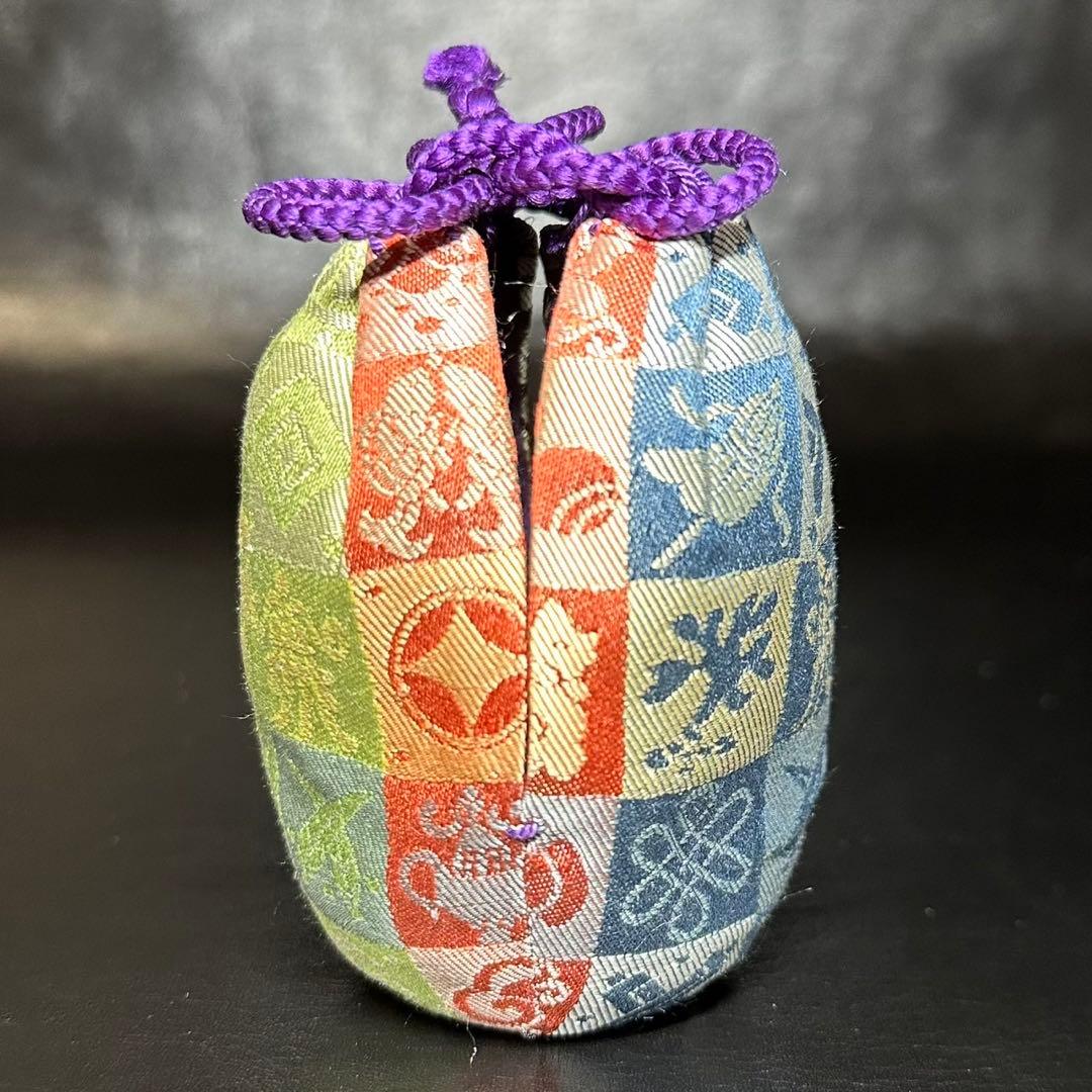 茶道具！古瀬戸 肩衝 茶入！市松模様宝尽間道！『加藤 唐三郎』造！共箱/仕覆付！