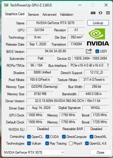 Palit GeForce RTX 3070 GamingPro 動作確認済