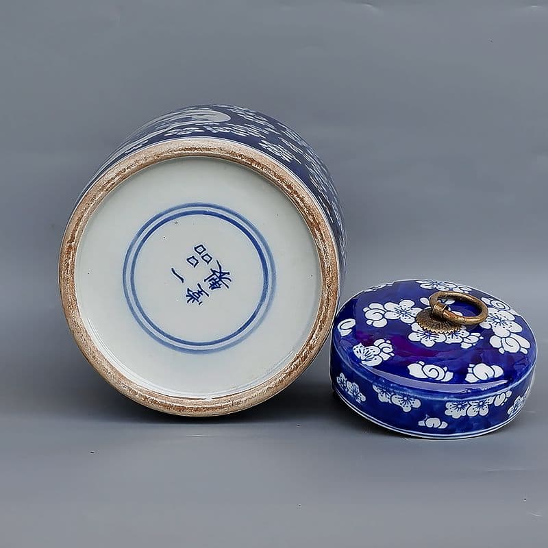 鯖氷梅博古紋帯蓋 茶壺 茶道具 陶磁器 工芸品 美術品 置物