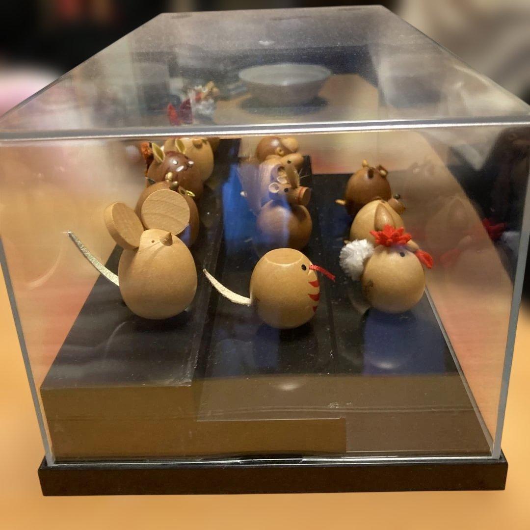 木製動物の置物 12個セット