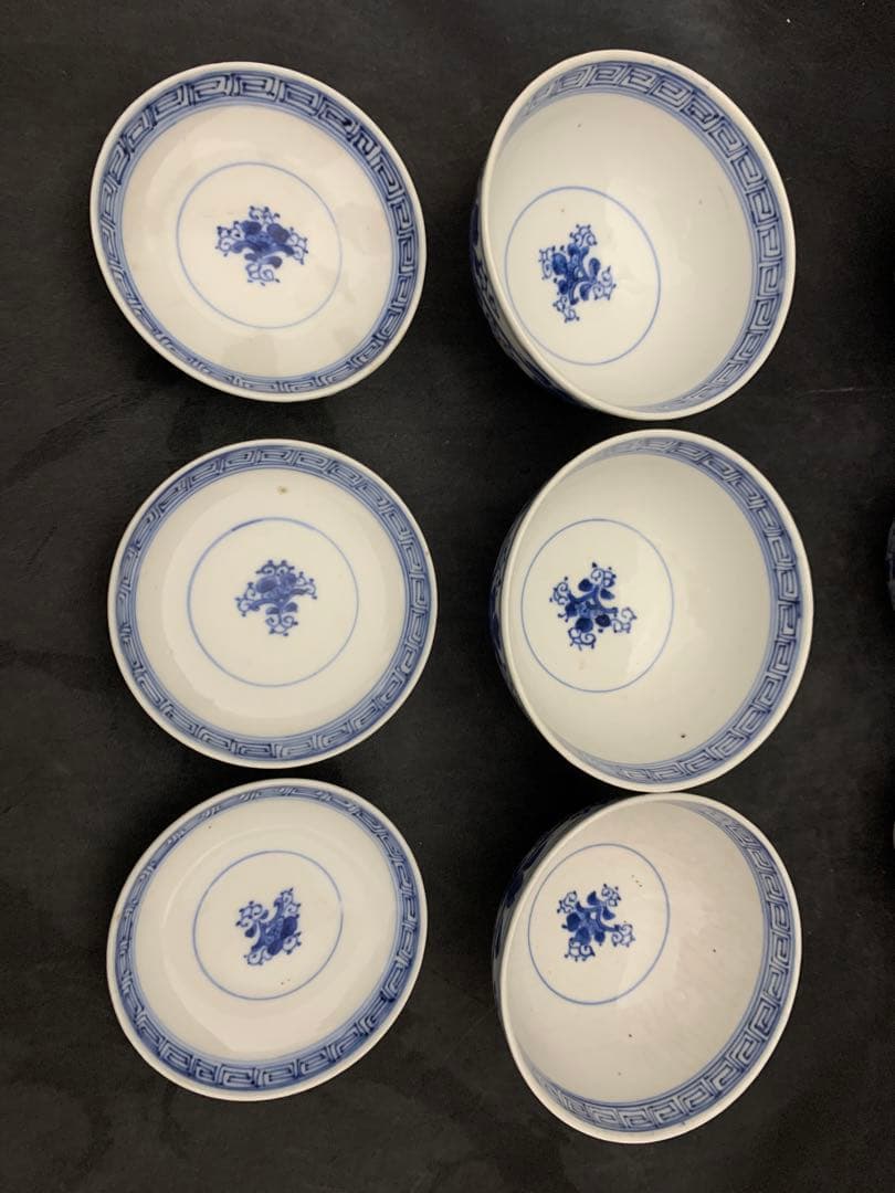 古伊万里　蓋付　飯茶碗　7客　時代　器