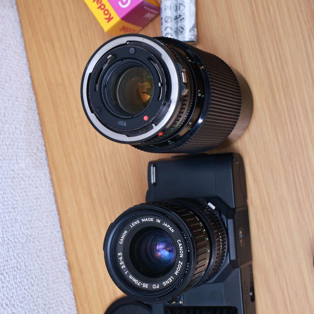 フィルムカメラ Canon T70 レンズ2本 フィルム電池付き