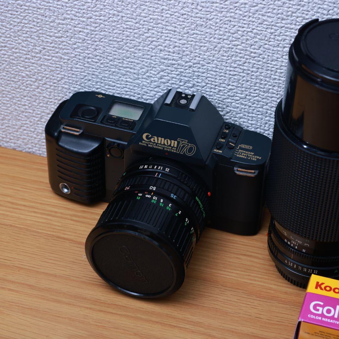 フィルムカメラ Canon T70 レンズ2本 フィルム電池付き