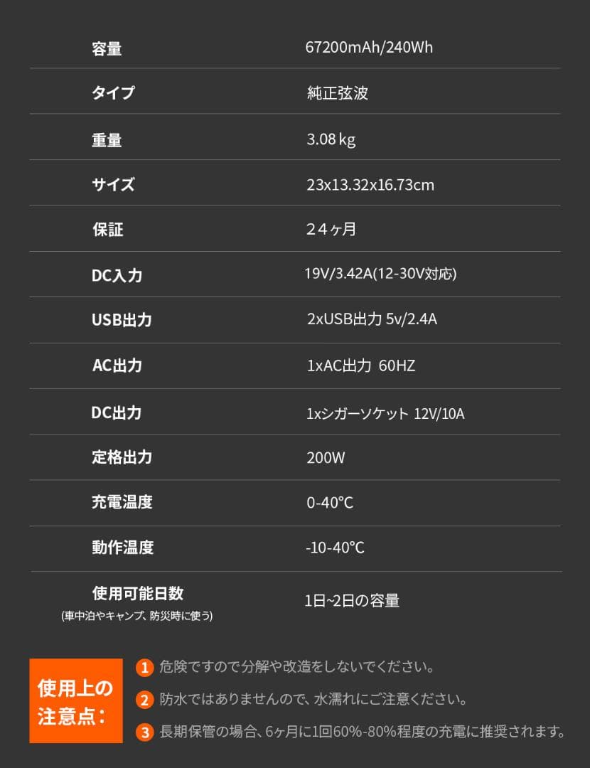 0713純正弦波 Jackery ポータブル電源 67200mAh/240Wh