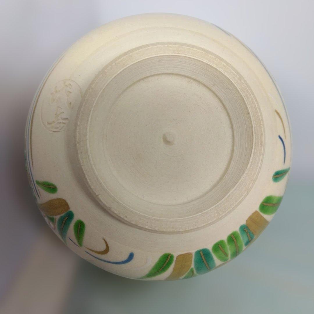 鳴滝窯 城岳造 色絵八ツ橋文茶碗 共箱 茶道具