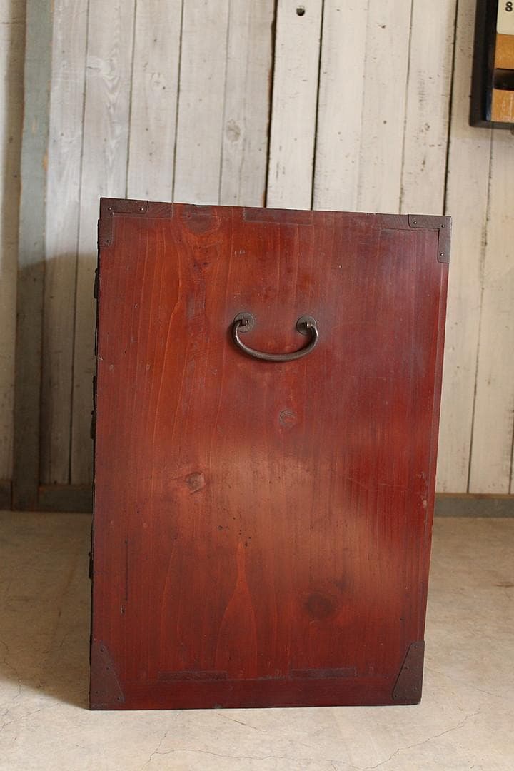 綺麗な丸金具庄内箪笥　3段　中桐　タンス　収納　古家具　古民家　時代家具